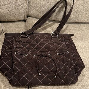Vera Bradley Elegant Brown Quilted Tote Bag